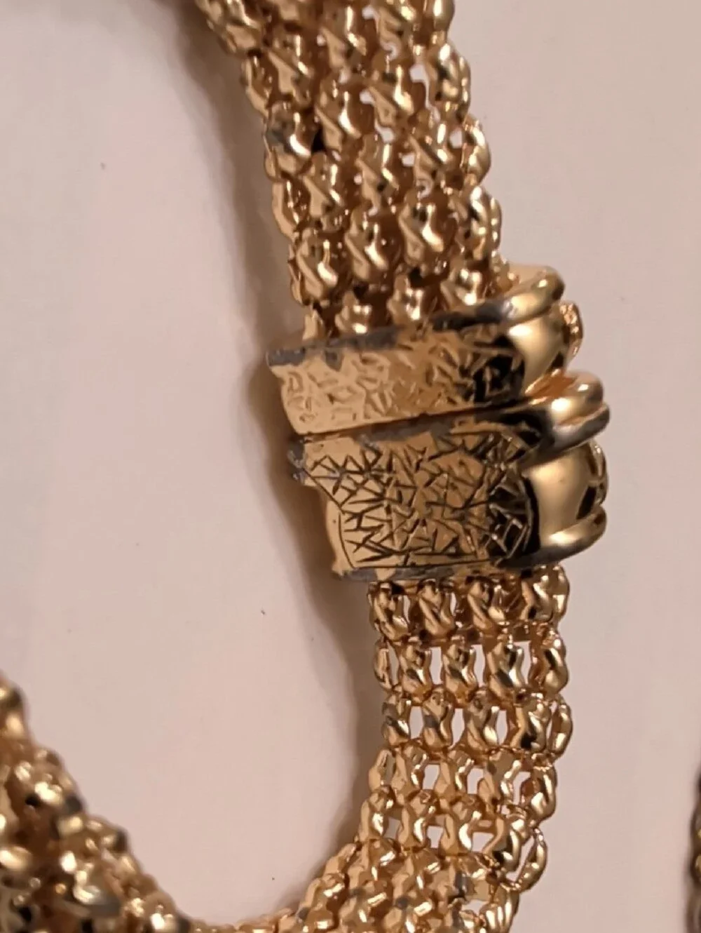 Gold Woven Chain Necklace and Bracelet Set (Discoloration)